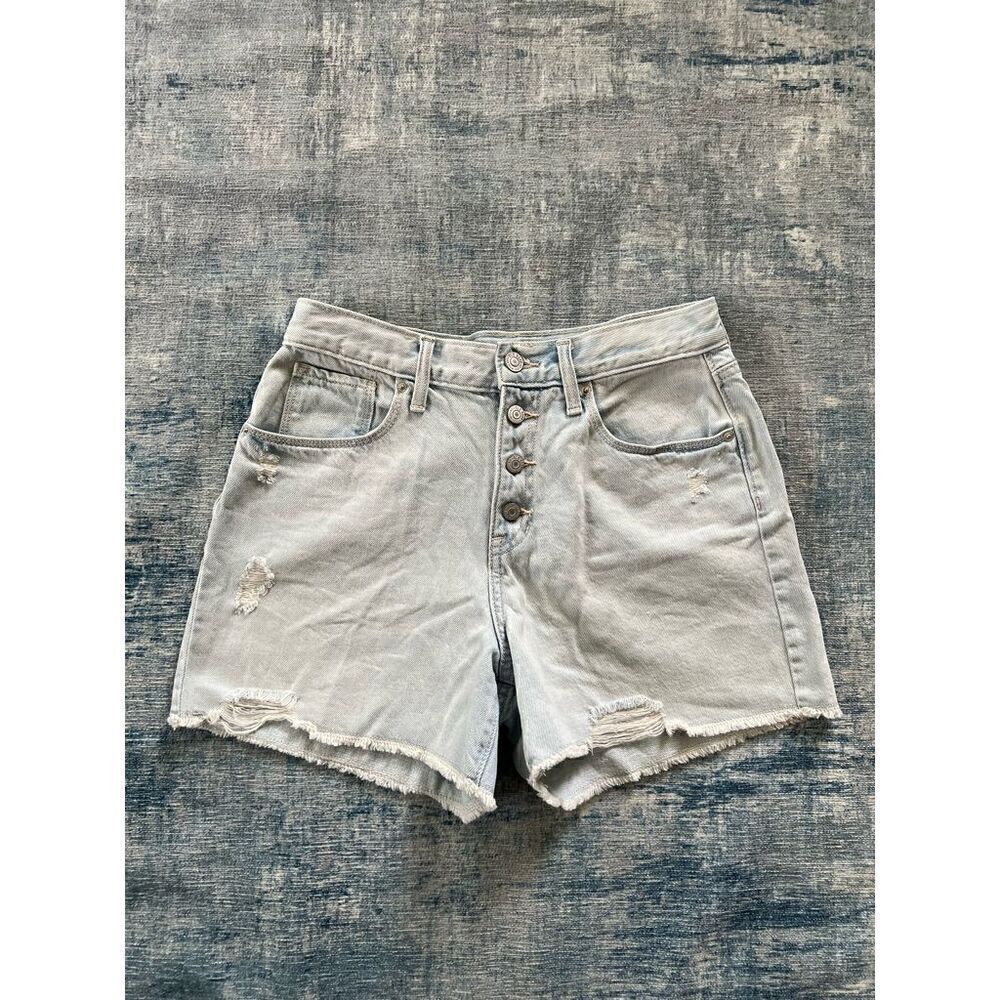 Old Navy Light Wash High Rise Button Fly Distressed Cut Off Shorts Girls 16